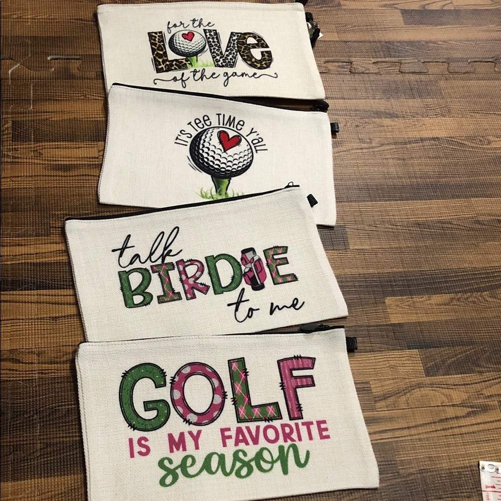 Golf Canvas Zip Pouch Set - 'GOLF is my favorite season' (four)